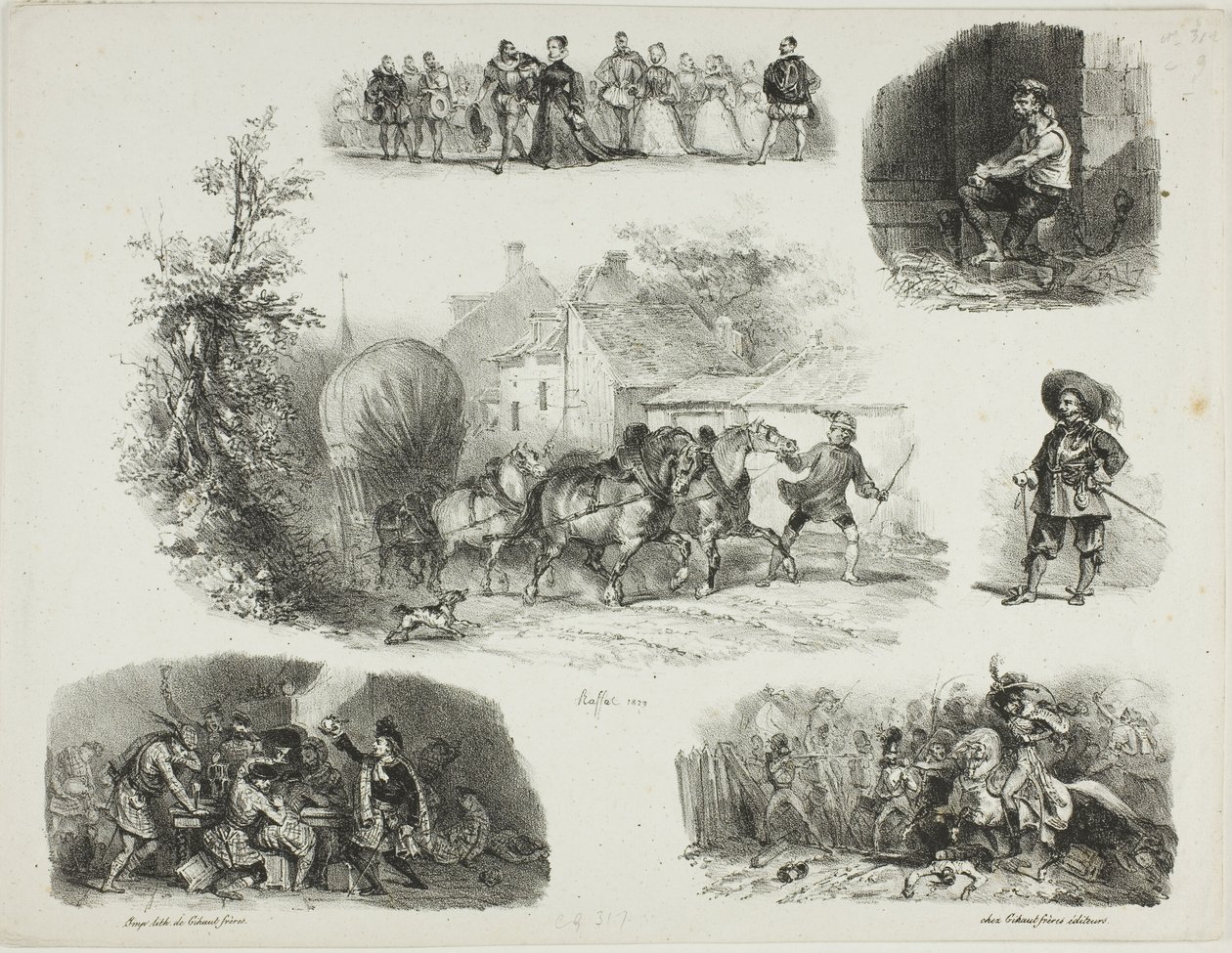 Hoja de bocetos de Denis Auguste Marie Raffet
