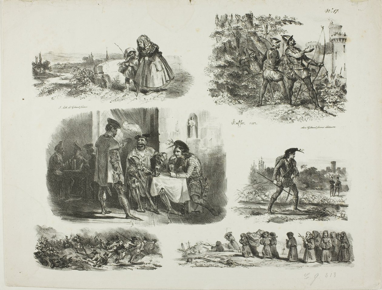 Hoja de bocetos de Denis Auguste Marie Raffet