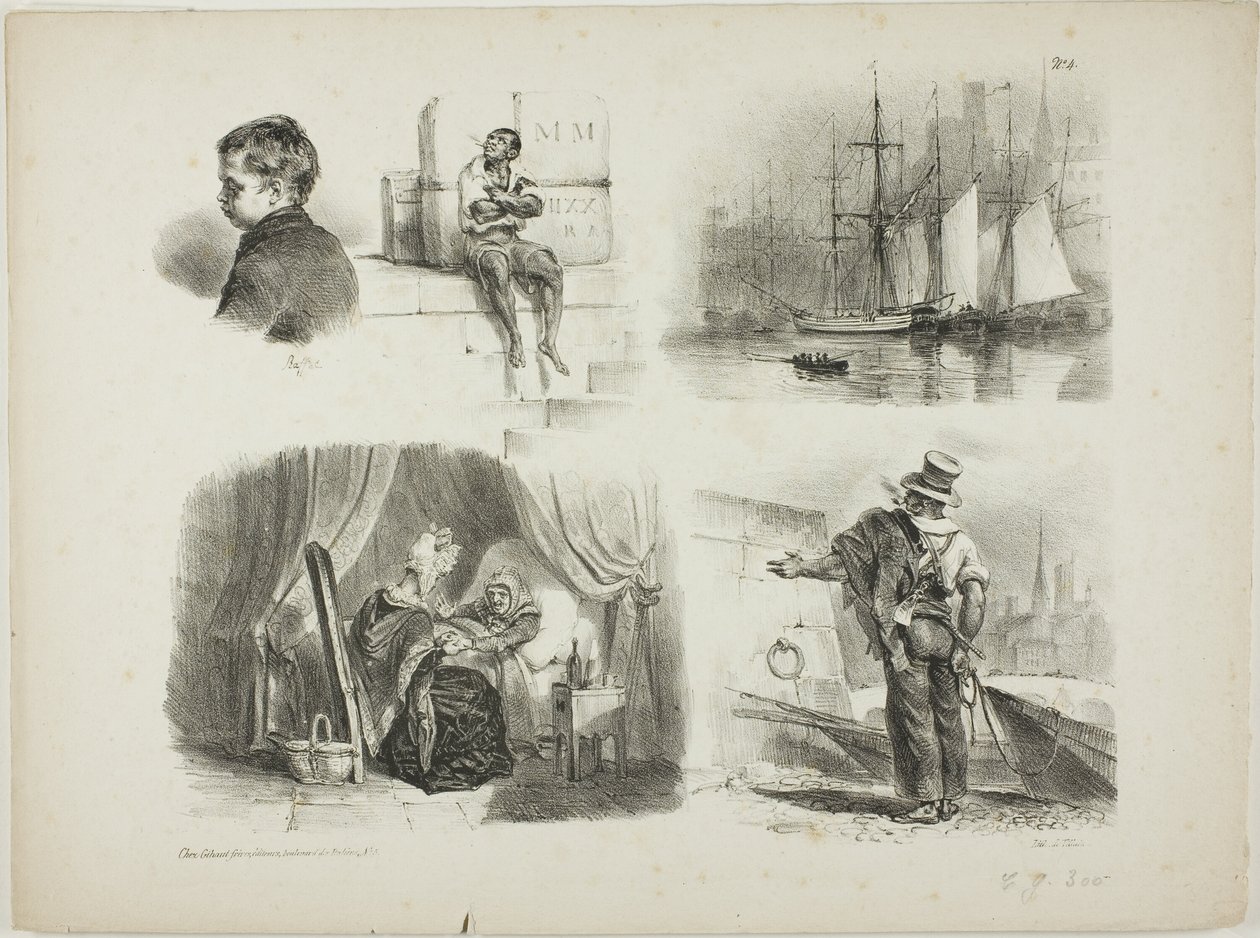 Hoja de bocetos de Denis Auguste Marie Raffet