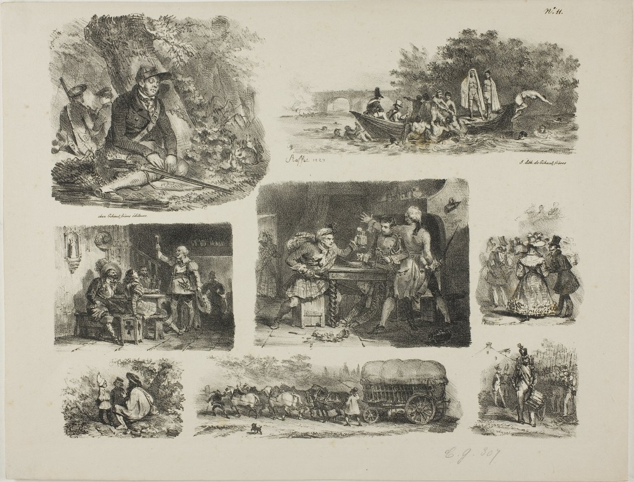 Hoja de bocetos de Denis Auguste Marie Raffet