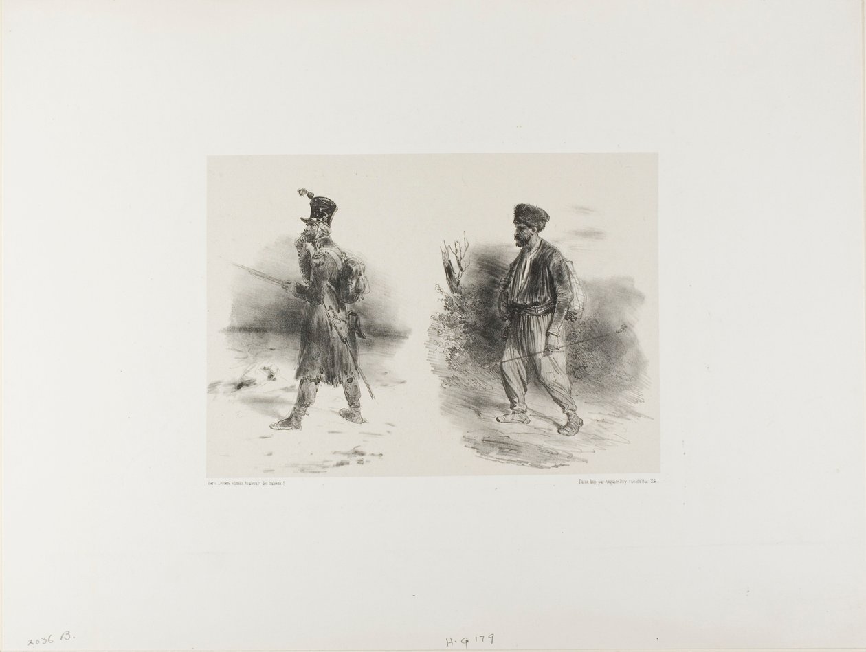 Hoja con boceto difuminado de Denis Auguste Marie Raffet