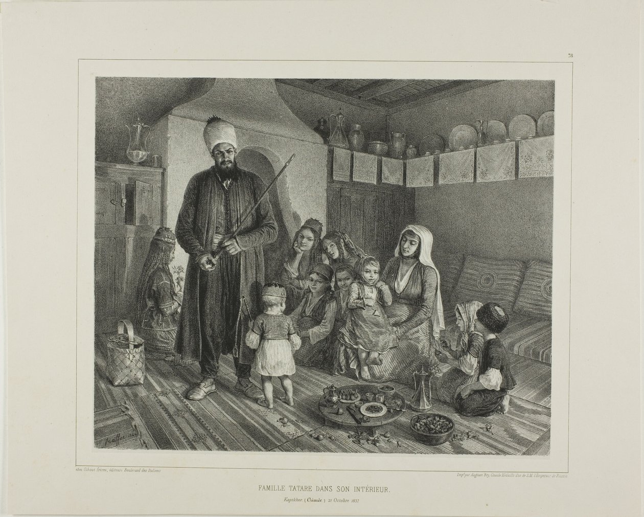 Familia tártara en su casa, Kapskhor, Crimea, 21 de octubre de 1837 de Denis Auguste Marie Raffet