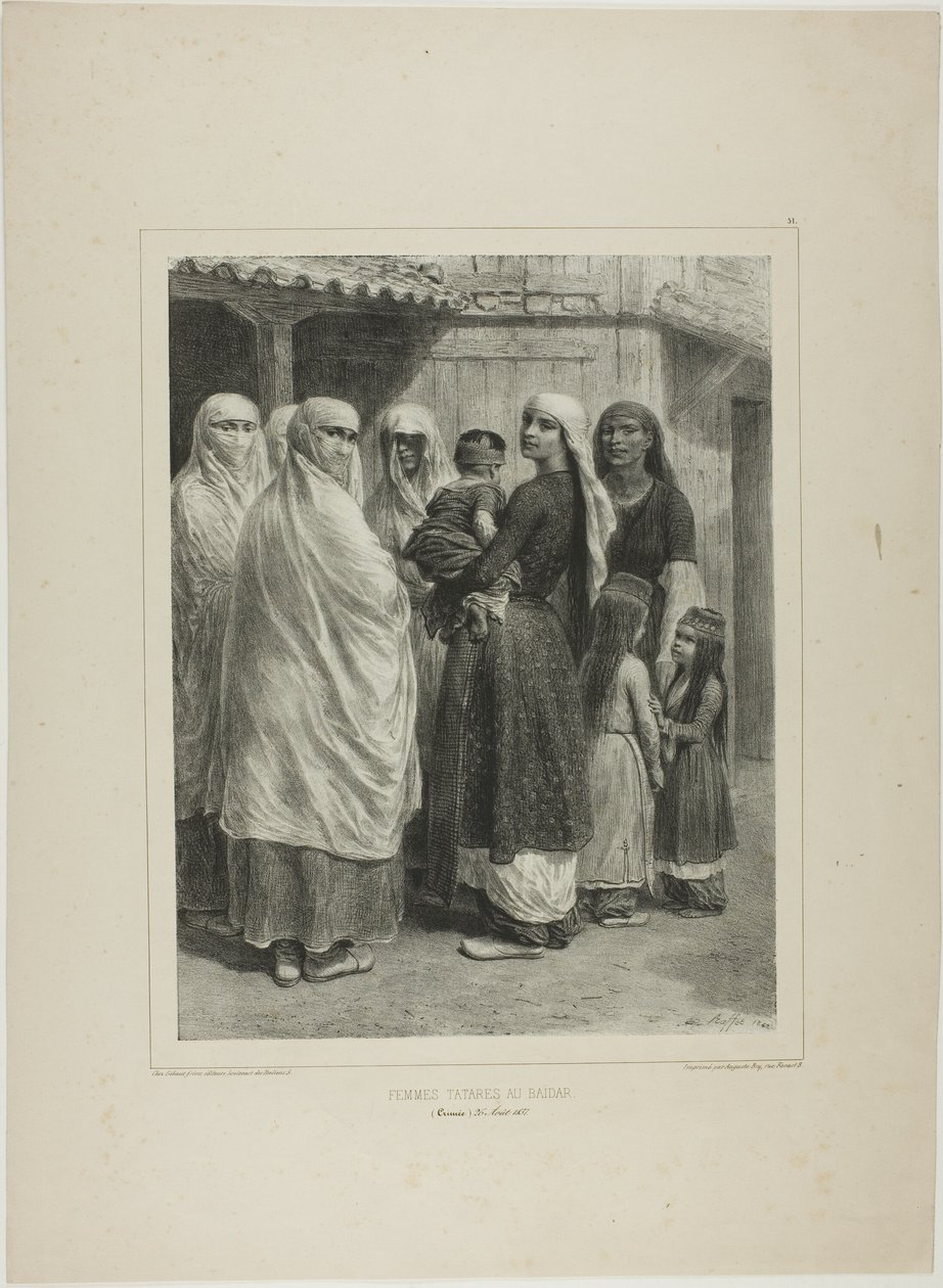 Mujeres tártaras en el Baïdar, Crimea, 26 de agosto de 1837 de Denis Auguste Marie Raffet