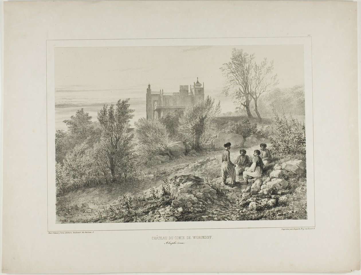 Castillo del Conde Woronzoff, Aloupka, Crimea, 12 de agosto de 1837 de Denis Auguste Marie Raffet