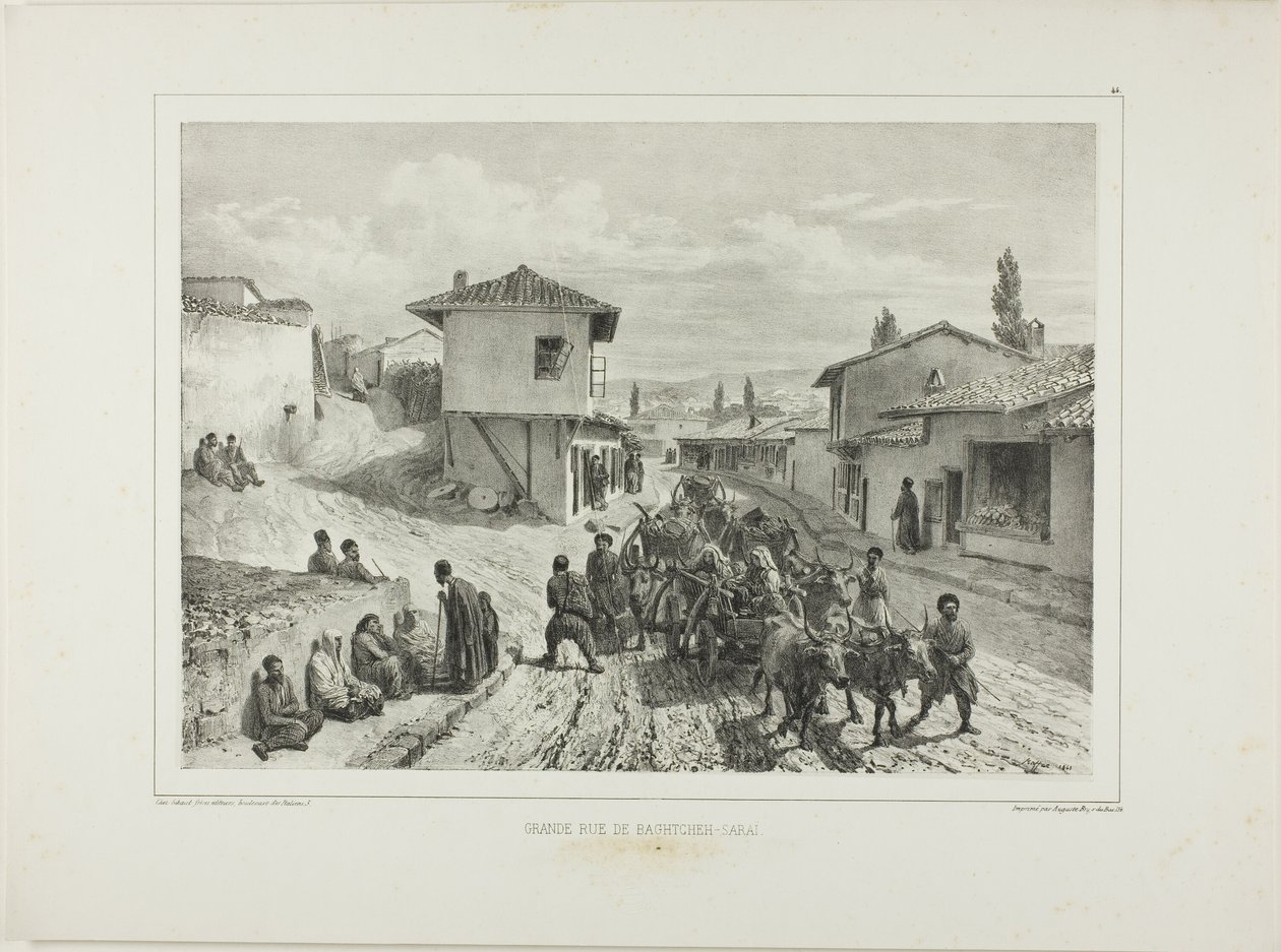 La calle principal de Baghtcheh-Saraï, Crimea, 19 de agosto de 1837 de Denis Auguste Marie Raffet