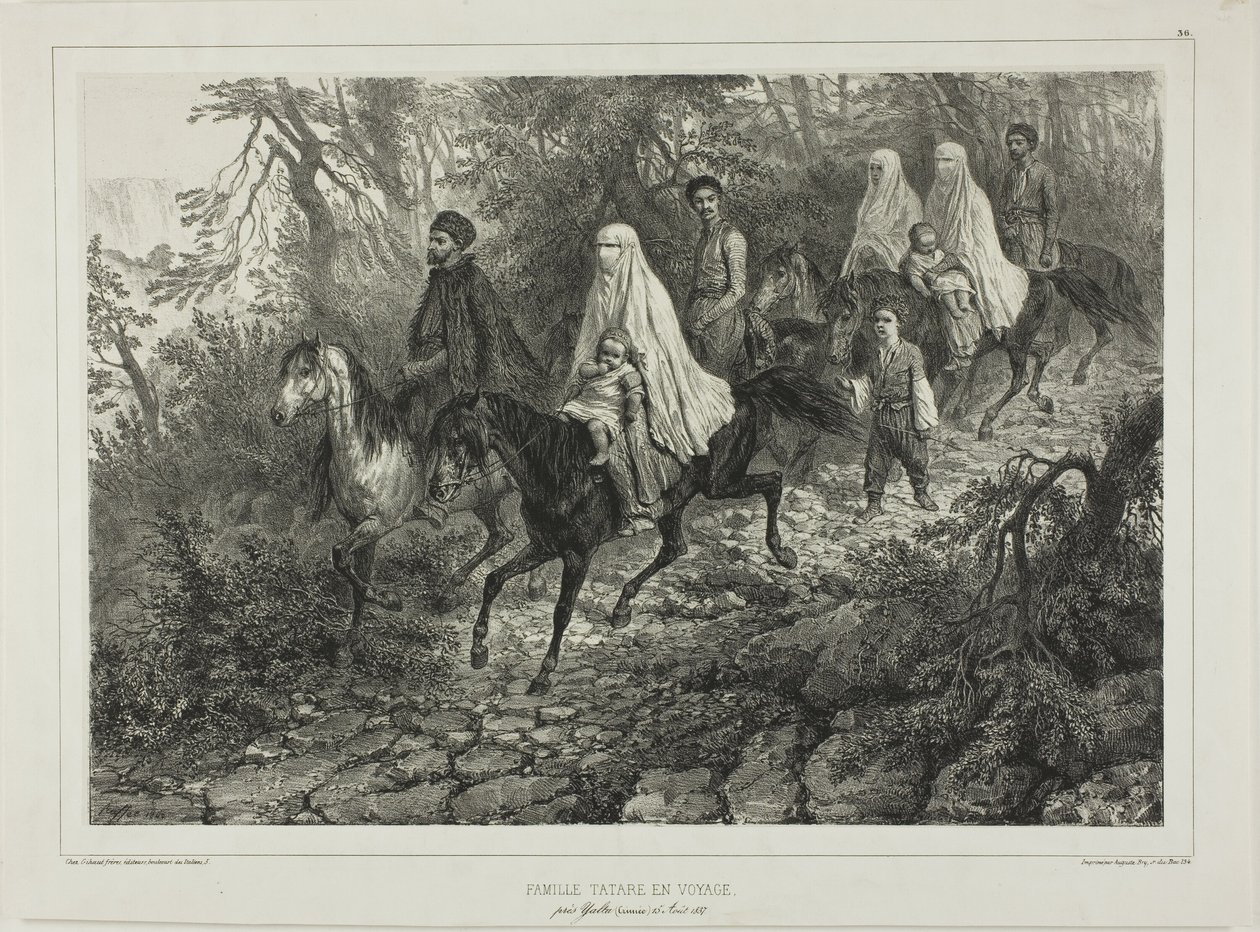 Familia tártara viajera, cerca de Yalta, Crimea, 15 de agosto de 1837 de Denis Auguste Marie Raffet