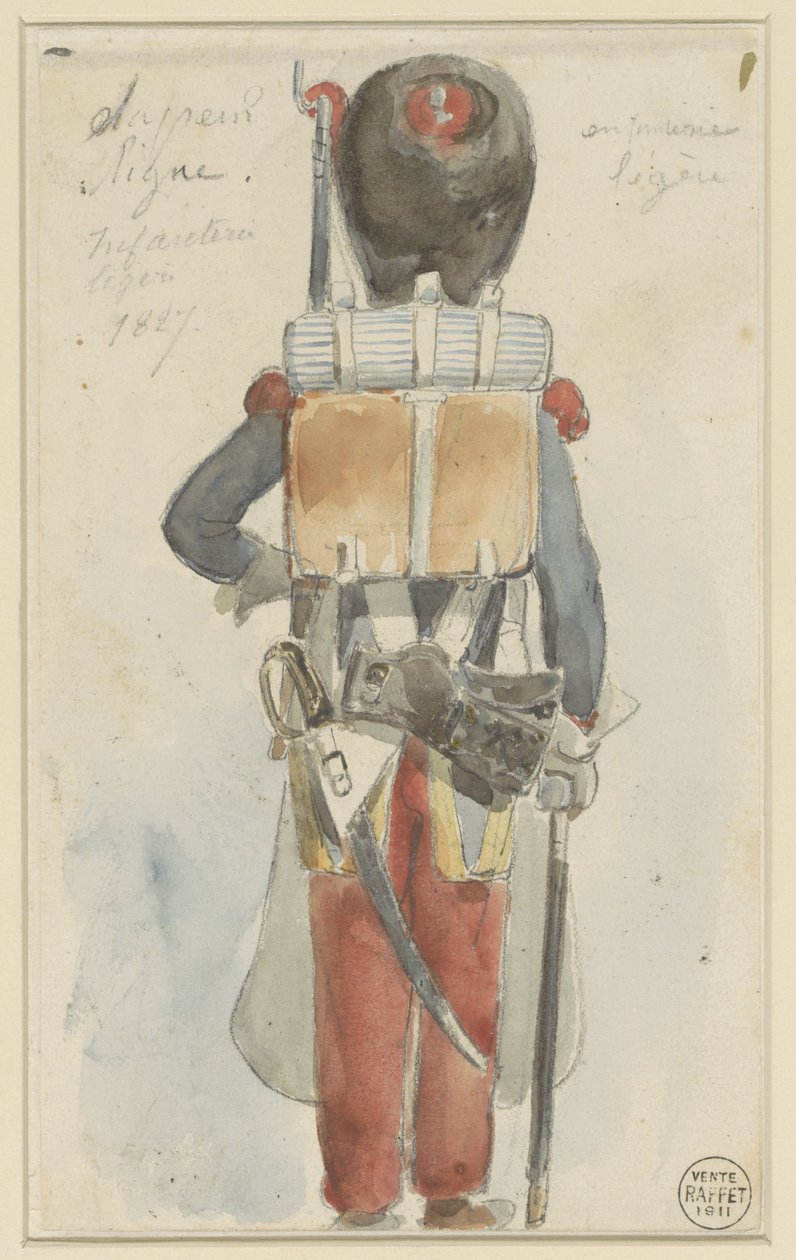 Uniformstudie
Línea de zapadores. Infantería ligera 1827 (título en el objeto) de Denis Auguste Marie Raffet
