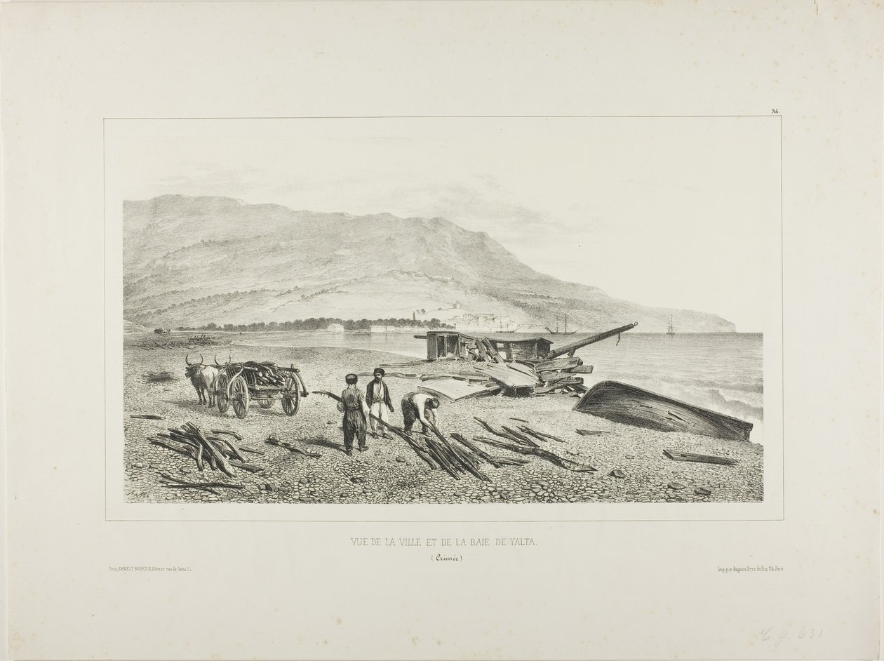 Vista del pueblo y la bahía de Yalta, Crimea, 15 de agosto de 1837 de Denis Auguste Marie Raffet