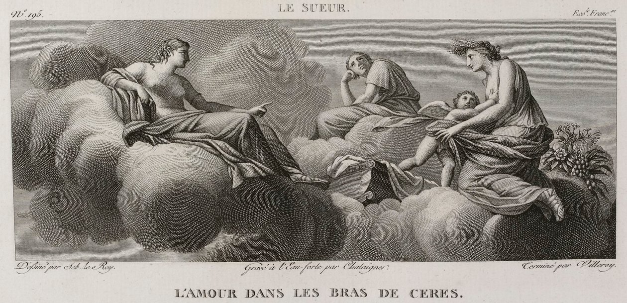Denis-Sébastien Leroy, Antoine-Claude-François Villerey et Chataigner - Amor en brazos de Ceres, según Eustache Le Sueur - 1802-1815 de Denis Sebastien Leroy