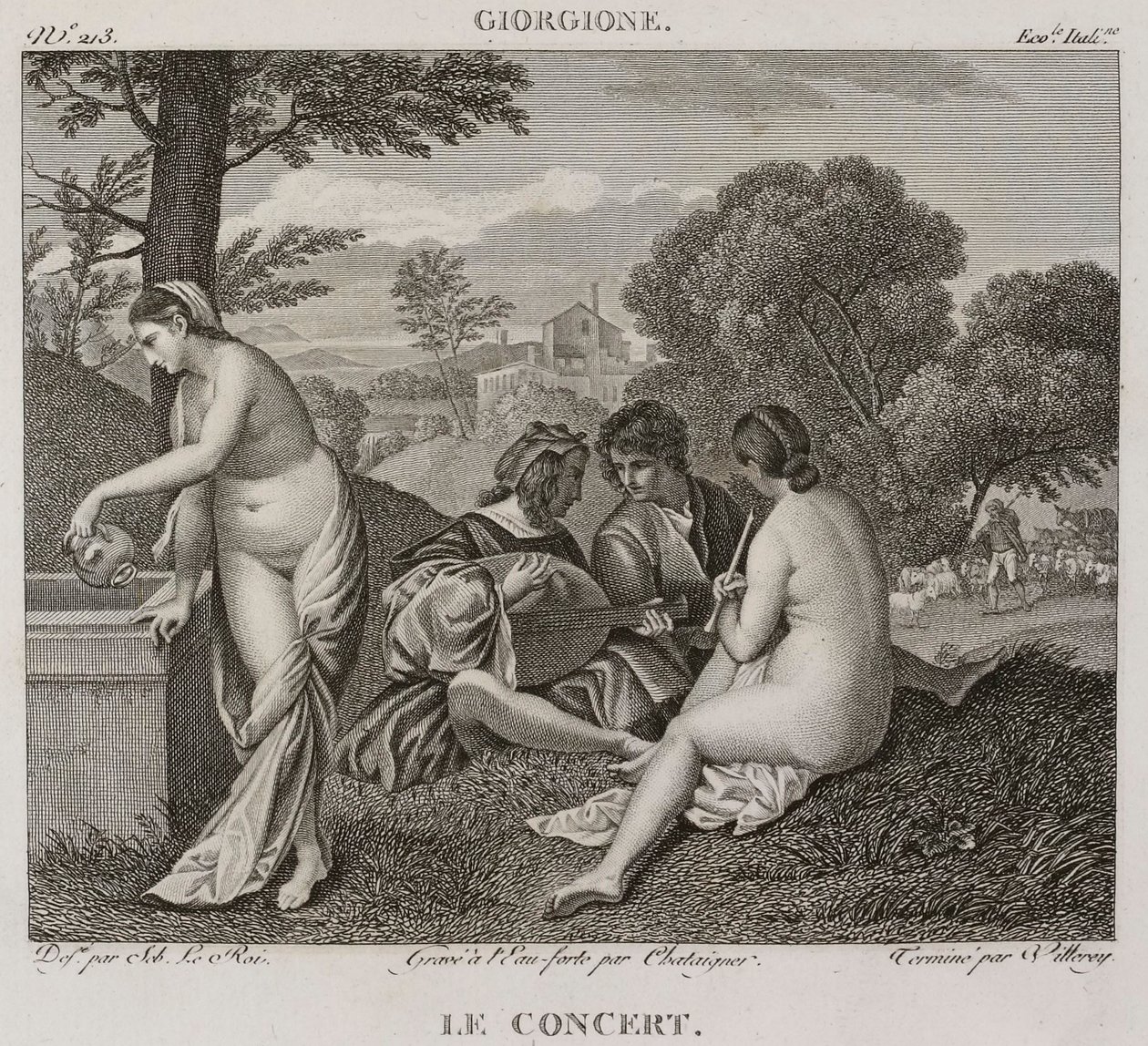 Denis-Sébastien Leroy, Antoine-Claude-François Villerey y Chataigner - El concierto, según Giorgione - 1802-1815 de Denis Sebastien Leroy