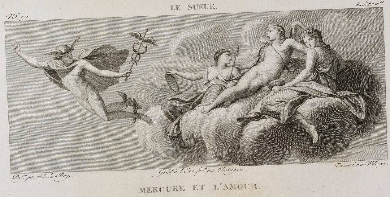Denis-Sébastien Leroy, Antoine-Claude-François Villerey y Chataigner - Mercurio y amor, según Eustache Le Sueur - 1802-1815 de Denis Sebastien Leroy