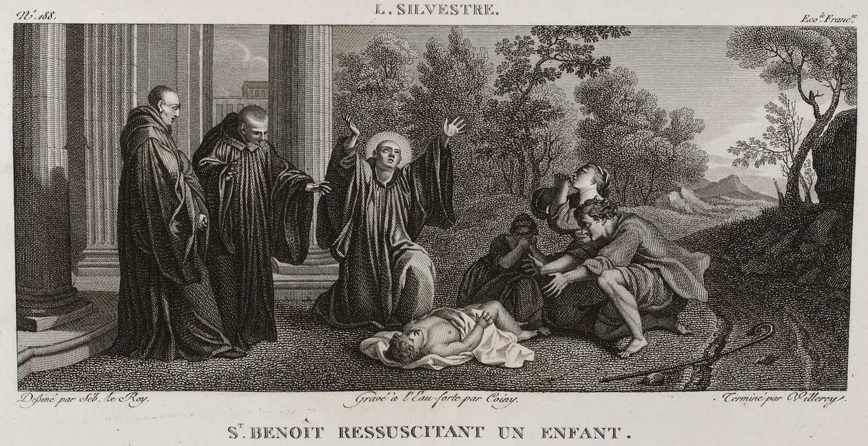 Denis-Sébastien Leroy, Antoine-Claude-François Villerey et Coiny - San Benito resucitando a un niño, según Louis de Silvestre - 1802-1815 de Denis Sebastien Leroy