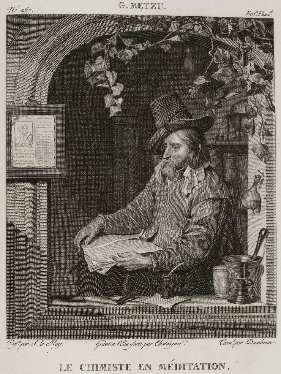 Denis-Sébastien Leroy, Chataigner y Dambrun - El químico en meditación, según Gabriel Metsu - 1802-1815 de Denis Sebastien Leroy