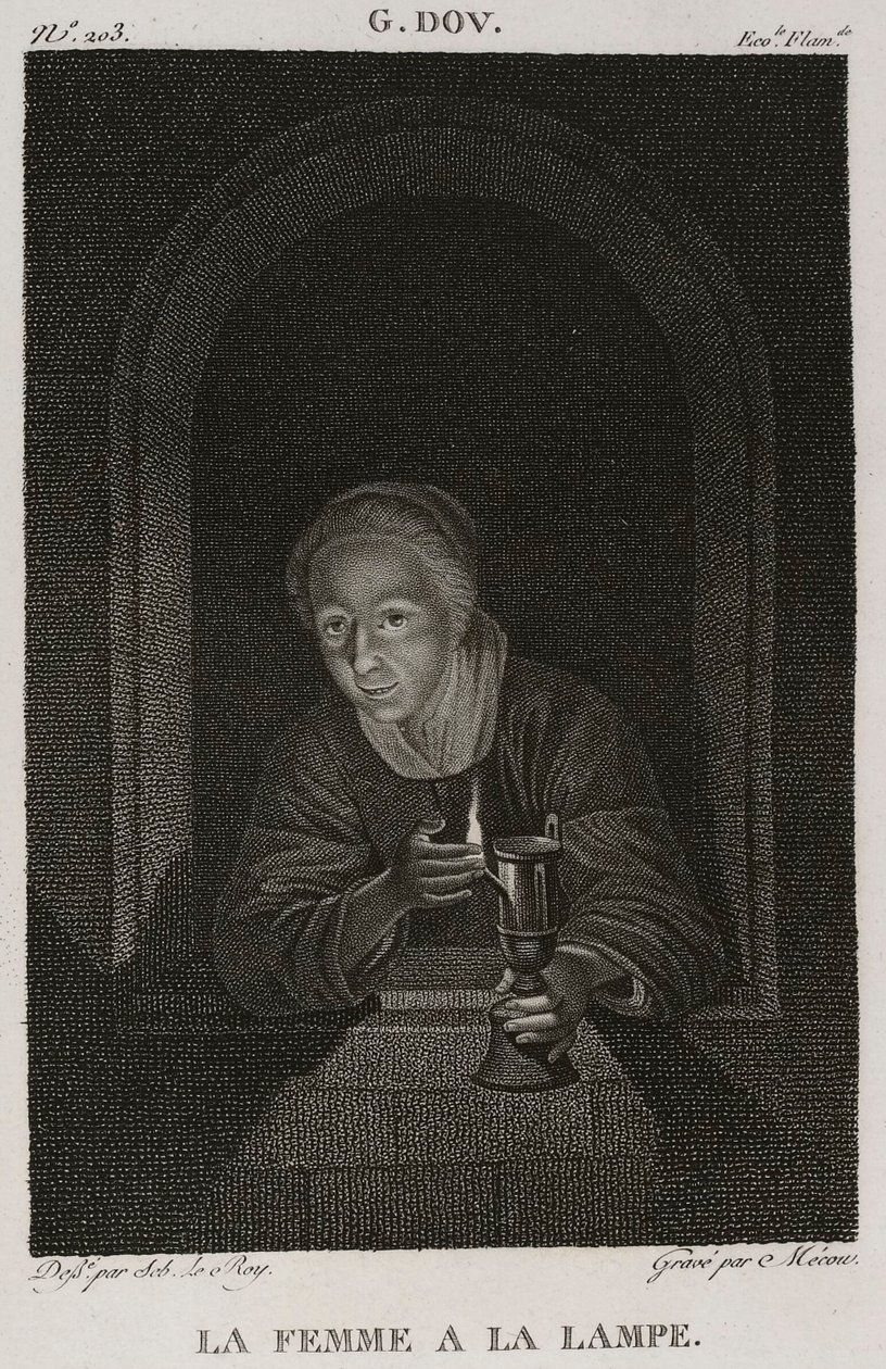Denis-Sébastien Leroy et Mécou - Mujer con lámpara, según Gerrit Dou - 1802-1815 de Denis Sebastien Leroy