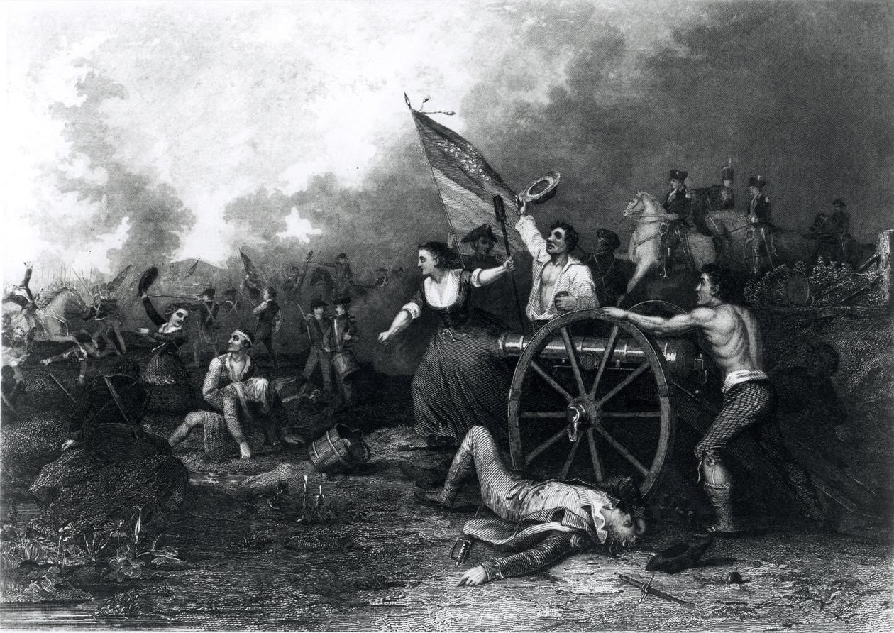 Moll Pitcher en la Batalla de Monmouth, 28 de junio de 1778, grabado por J. Rogers de Dennis Malone Carter