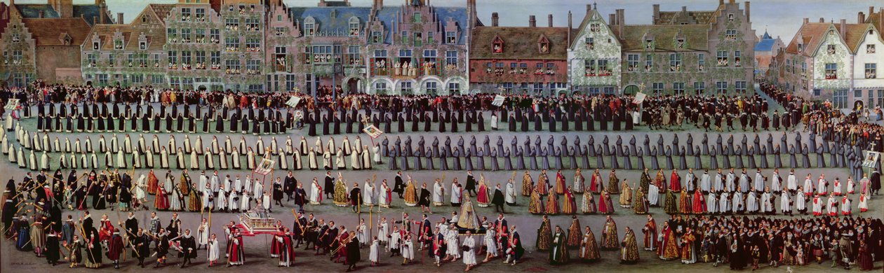 El Ommegang en Bruselas el 31 de mayo de 1615: Procesión de Notre Dame de Sablon de Denys van Alsloot