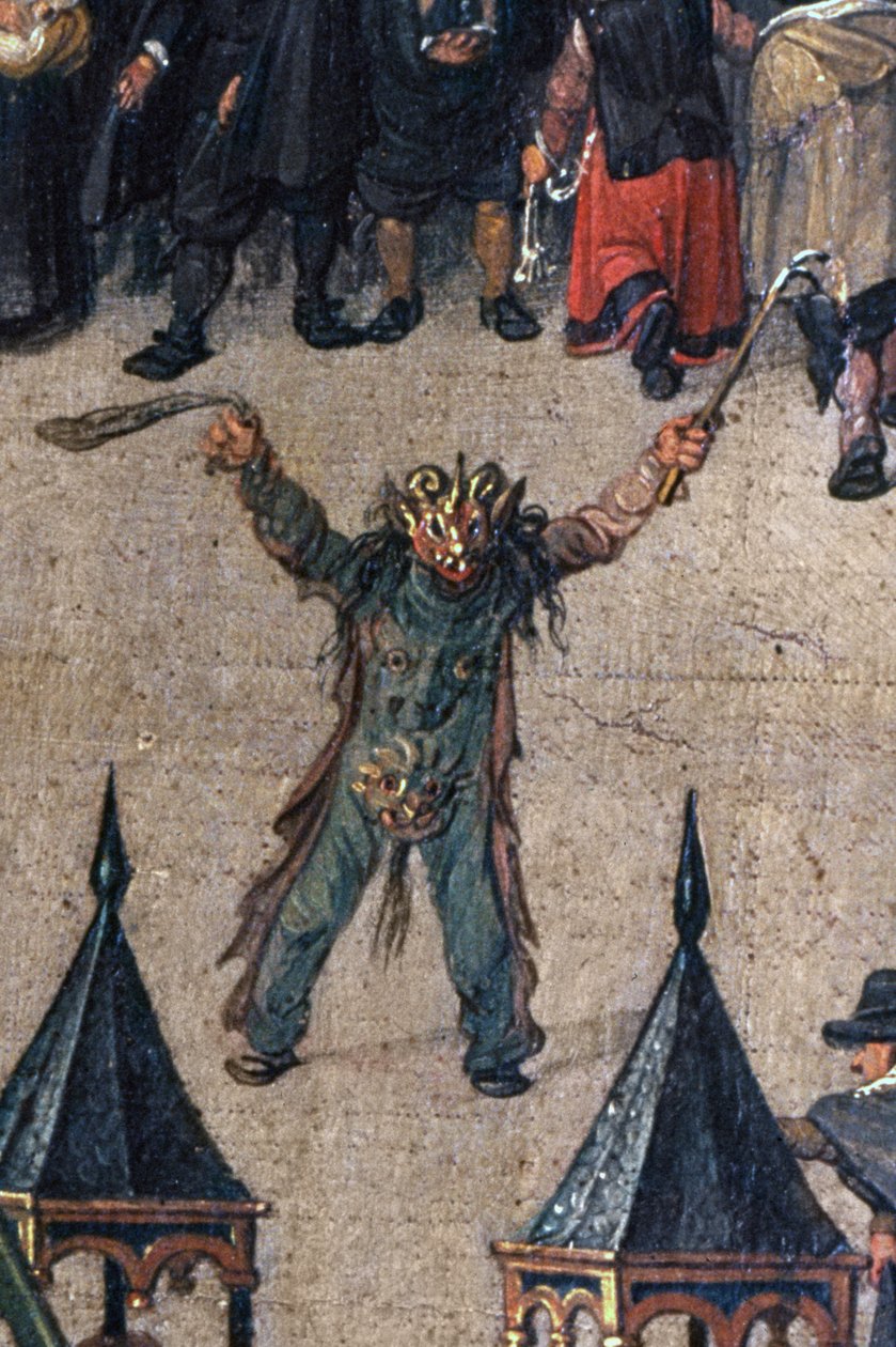 El triunfo de la archiduquesa Isabel en el Ommeganck en Bruselas el 31 de mayo de 1615, detalle de una figura con disfraz de diablo, 1615 (detalle) de Denys van Alsloot