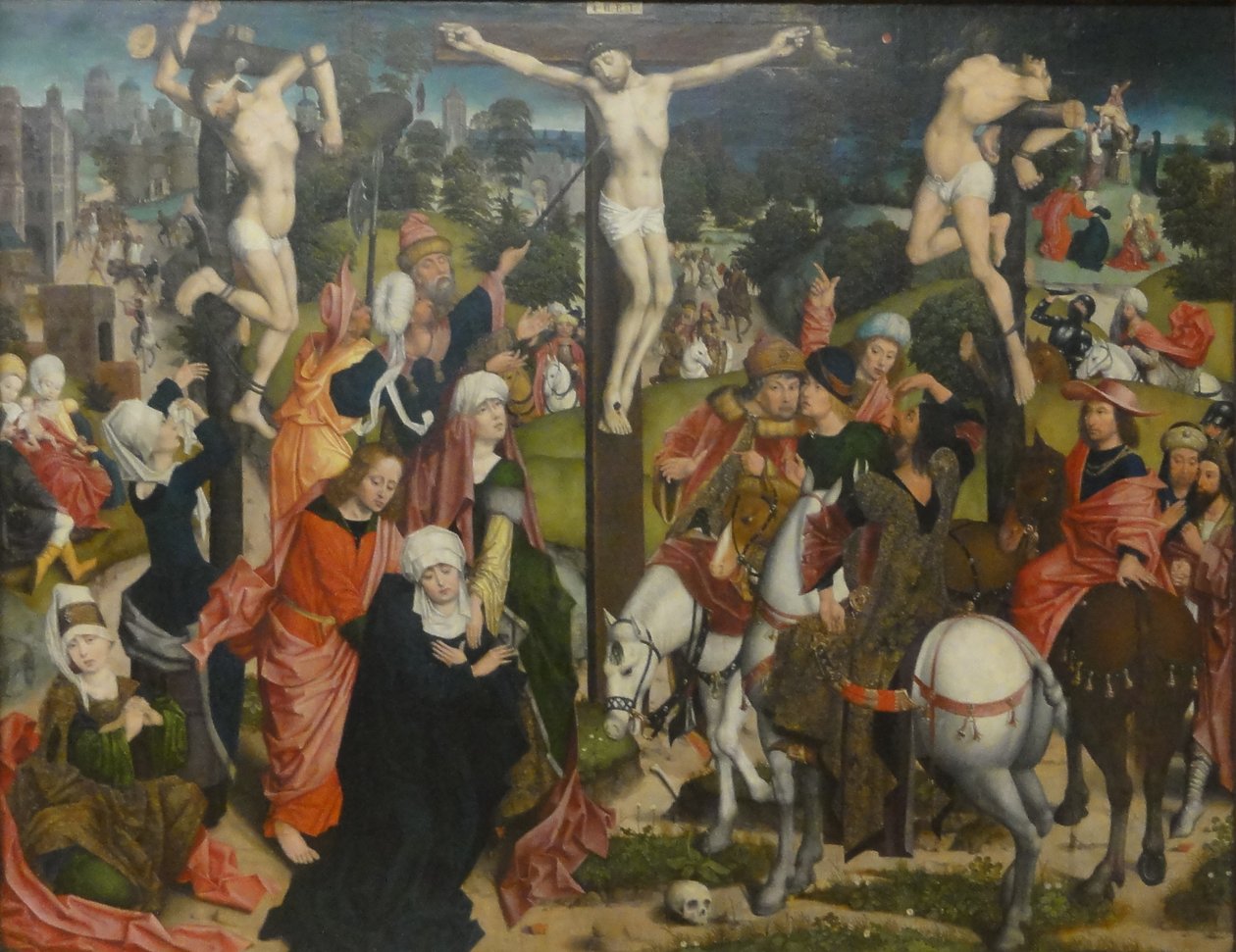 Alemán: Kreuzigungsaltar: Kreuzigung Christi Episodios de la Pasión de Cristo de Derick Baegert