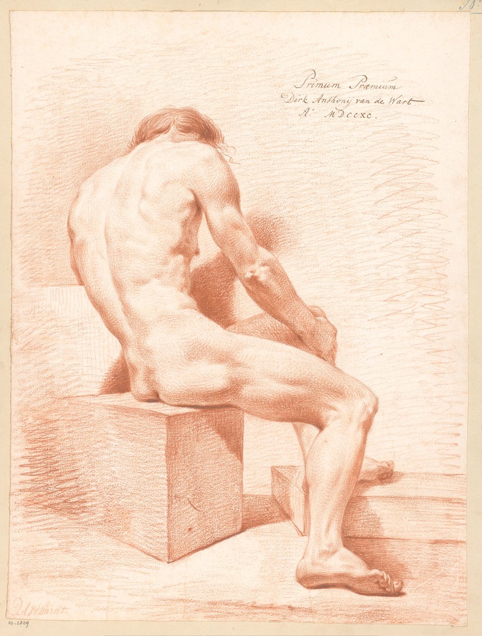 Desnudo masculino sentado, visto de espaldas (1er premio 1790) de Derk Anthony van de Wart