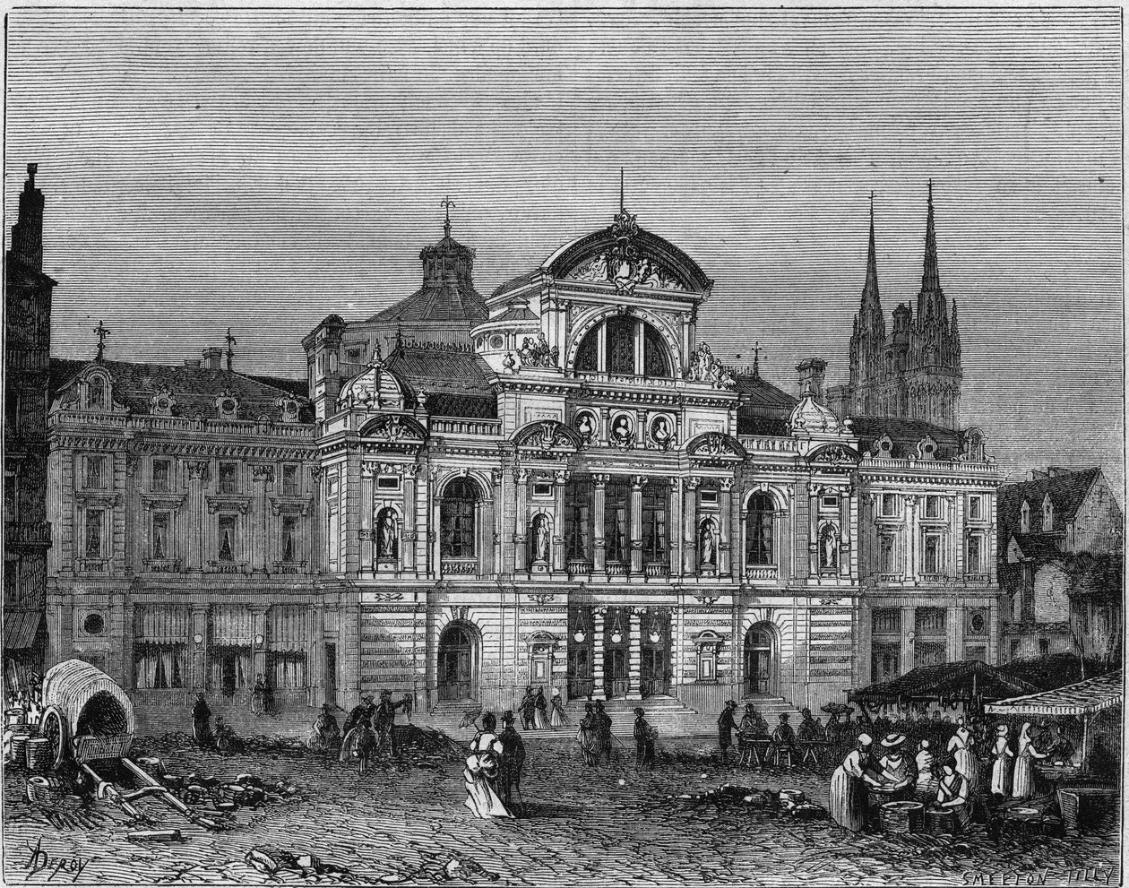 Vista exterior del Gran Teatro de Angers, completado en 1871 según los planos del arquitecto Lucien Botrel. Maine y Loira (49) de Deroy (after)