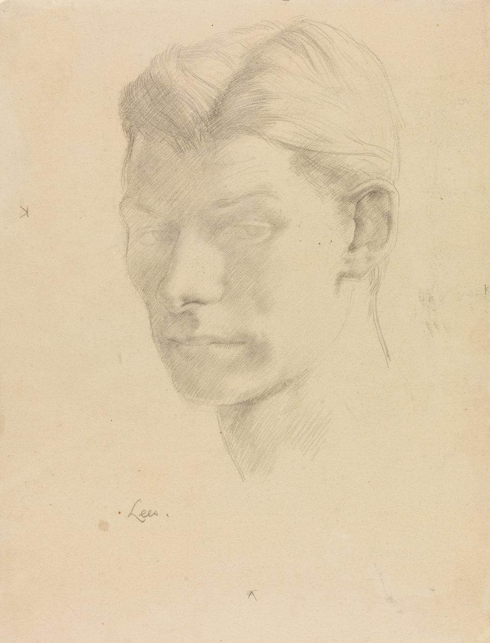 Retrato de hombre, c.1906-08 (lápiz sobre papel) de Derwent Lees
