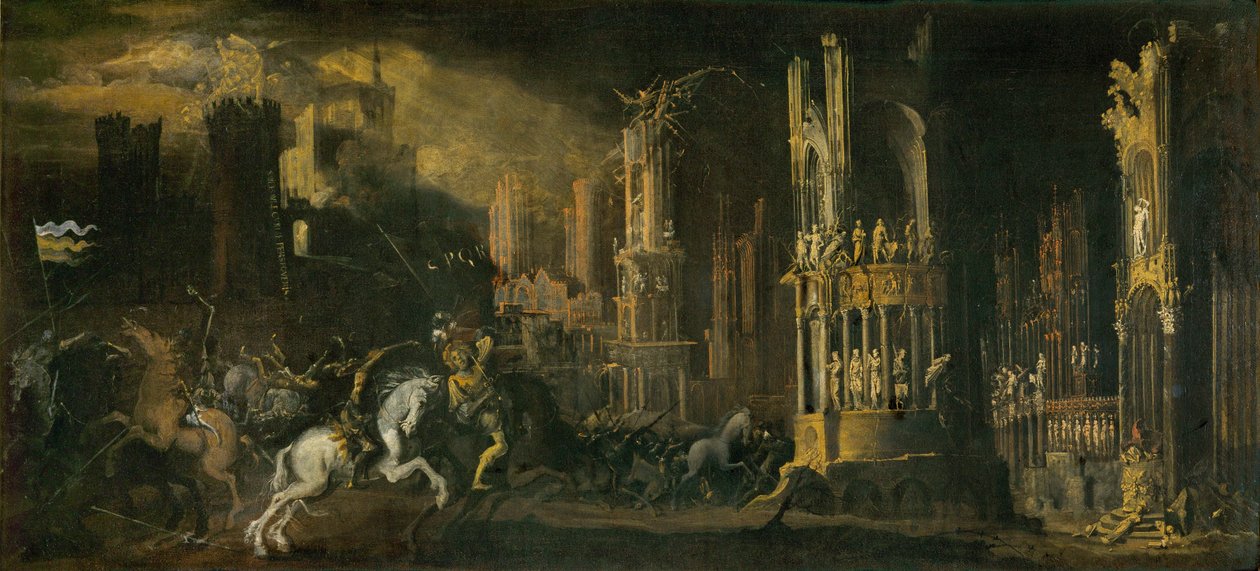 La conversión de San Pablo en un paisaje fantástico (pintura sobre lienzo) de Desiderio Monsu