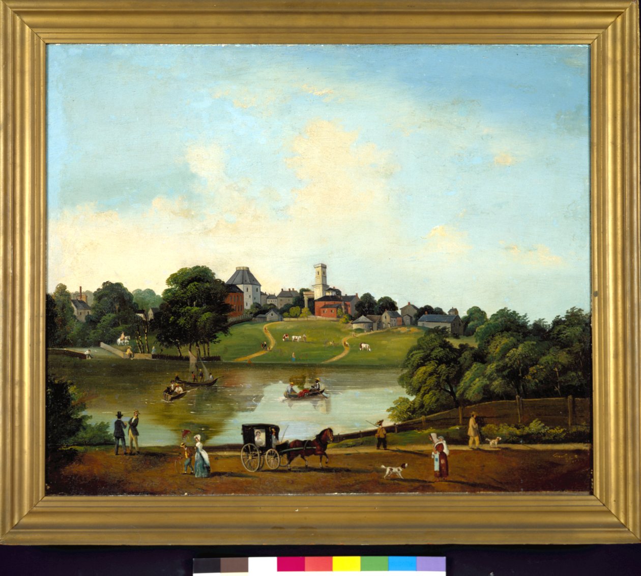 Una de las tres vistas del estanque de Chouteau, St. Louis, por el artista itinerante francés Desire Barbier de Desire Barbier