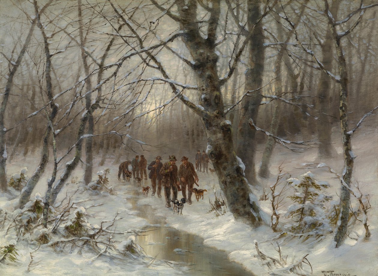 Cazador en el bosque de invierno de Desire Thomassin