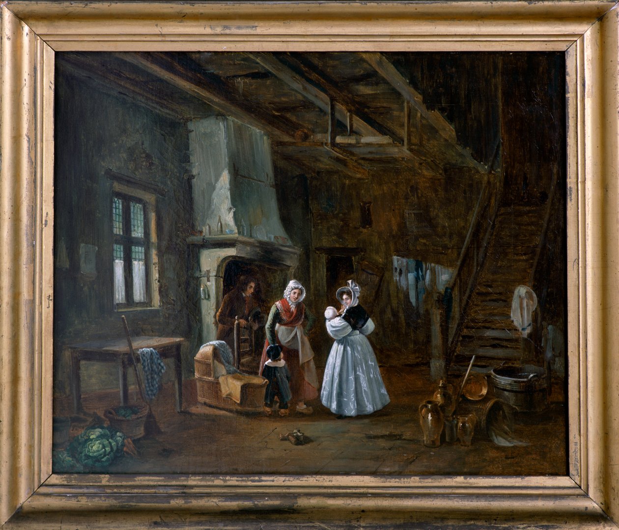 Interior con figuras (óleo sobre lienzo) de Desire Donny