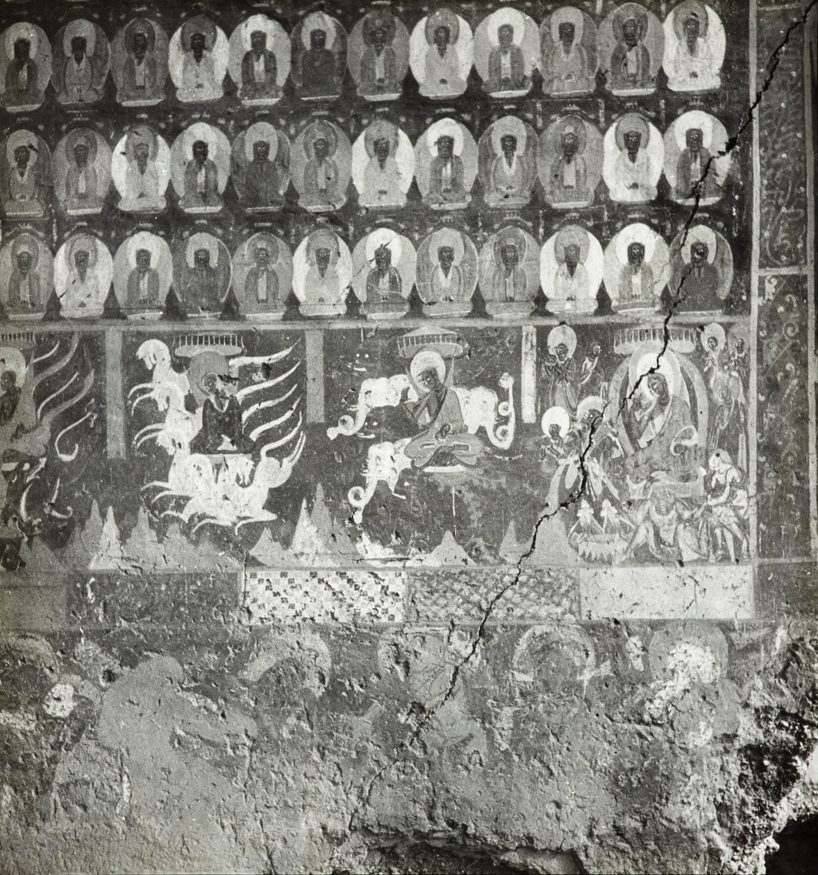 Los mil budas y nidāna de la Dama Sumati, Cueva 275, pared norte, Cuevas de Dunhuang, China, Foto 1275/1 (86) de Desmond Parsons