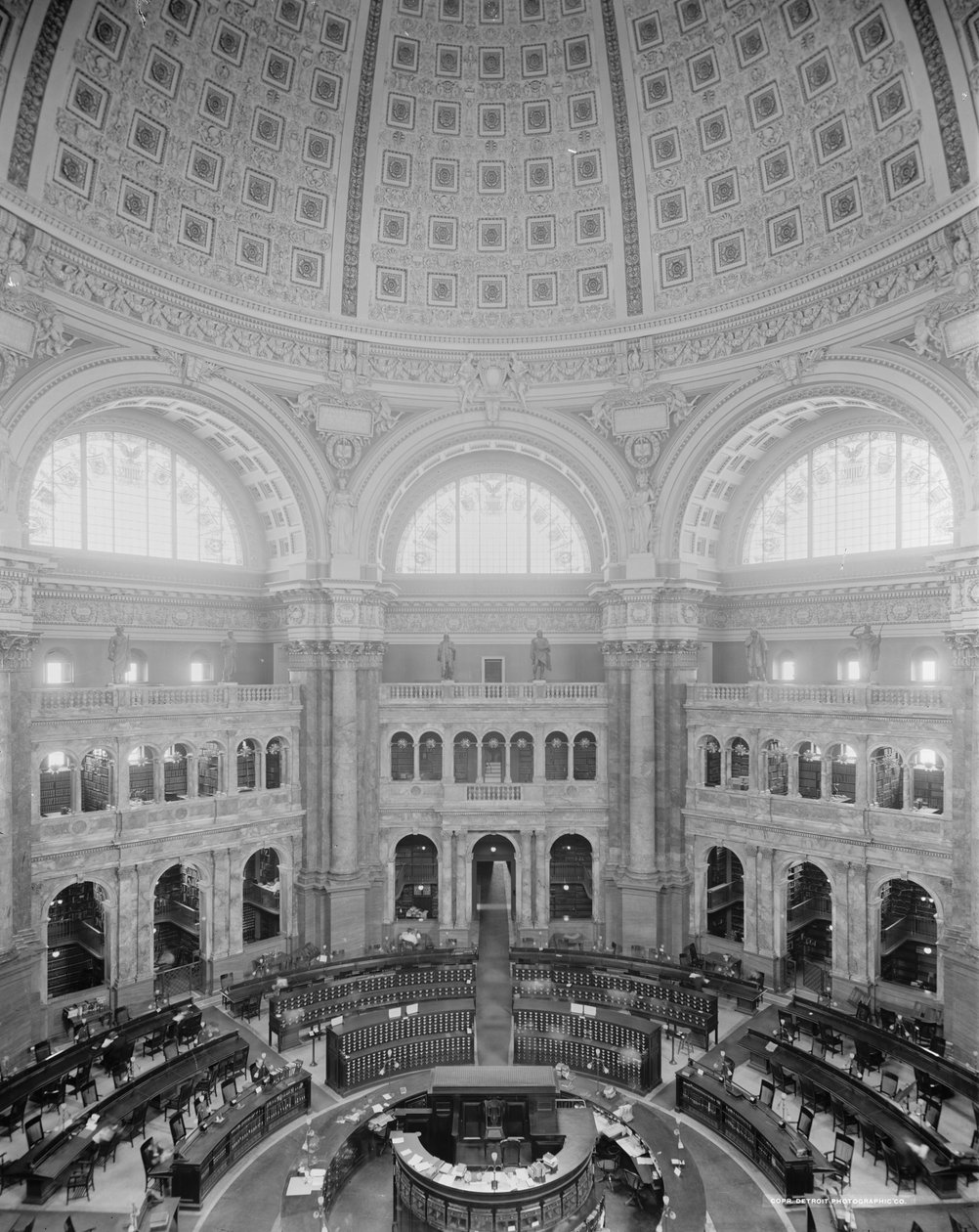 Rotonda de la sala de lectura, Biblioteca del Congreso, Washington, D.C., c.1904 de Detroit Publishing Co.