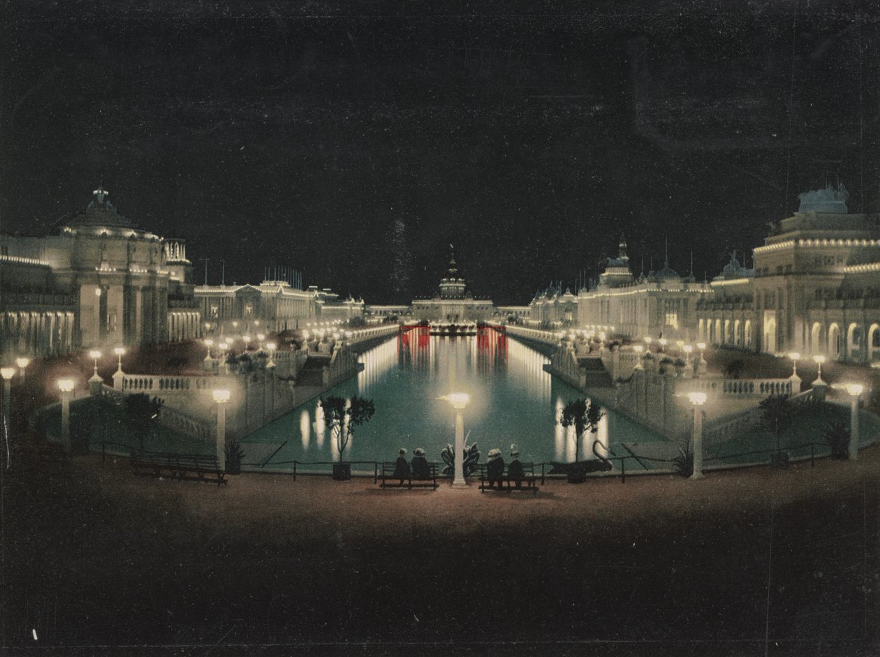 Gran Corte iluminada, Exposición Trans-Mississippi, 1898 de Detroit Photographic Co.