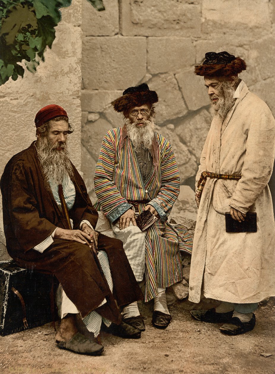 Tipos de judíos en Jerusalén, Tierra Santa, c.1890-c.1900 (impresión fotocromática) de Detroit Photographic Co.