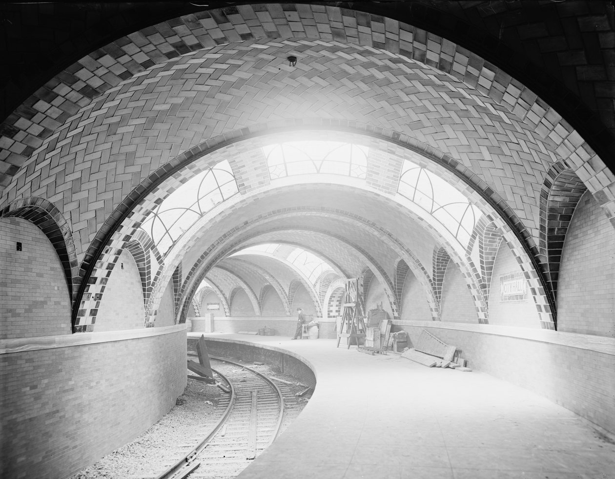 Estación de metro del Ayuntamiento, Nueva York, c.1904 (foto en blanco y negro) de Detroit Publishing Co.