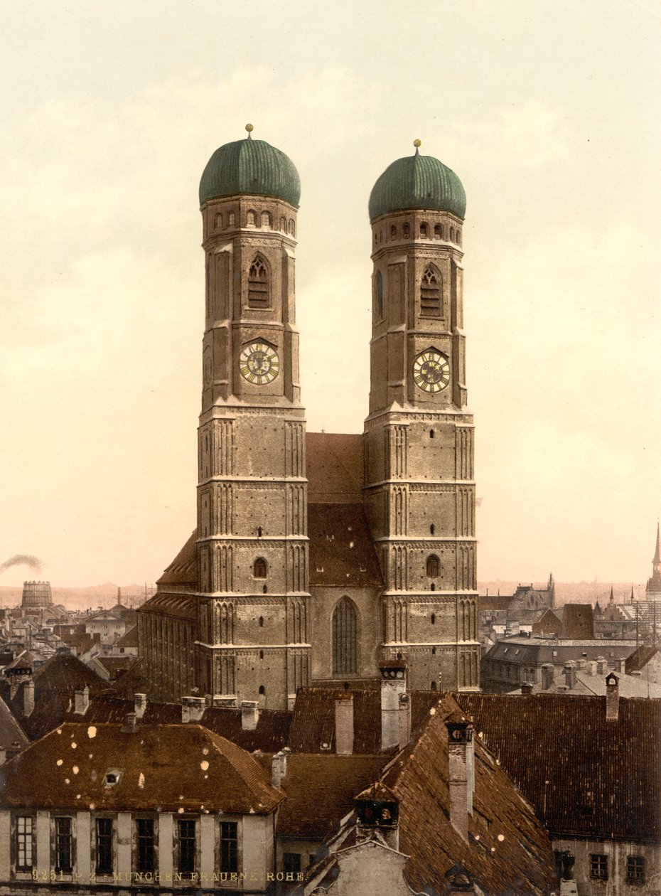 Frauenkirche, Múnich, Baviera, Alemania, impresión fotochrome, c.1900 de Detroit Publishing Co.