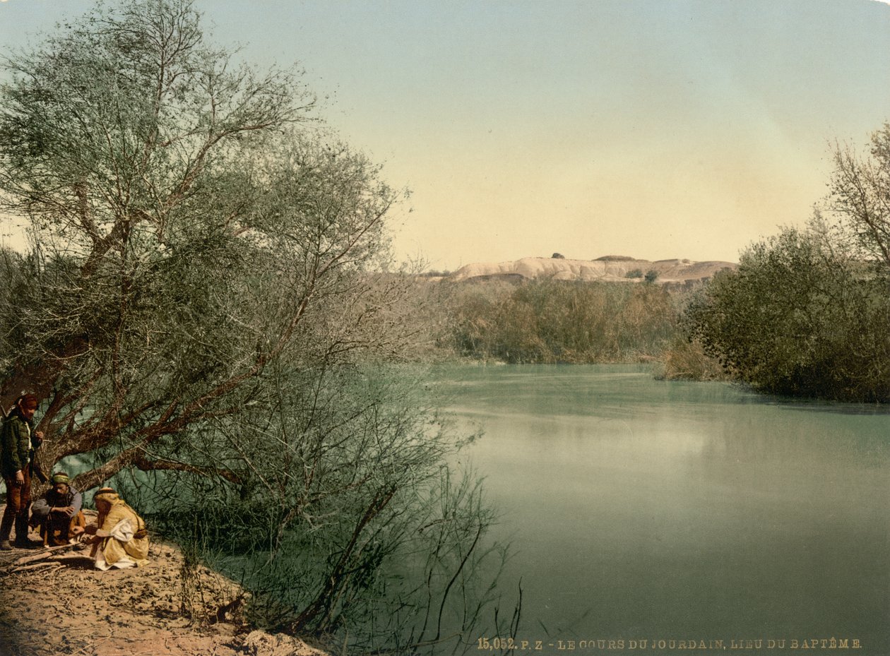 Lugar del bautismo, río Jordán, Tierra Santa, c.1890-1900 (impresión fotocroma) de Detroit Publishing Co.