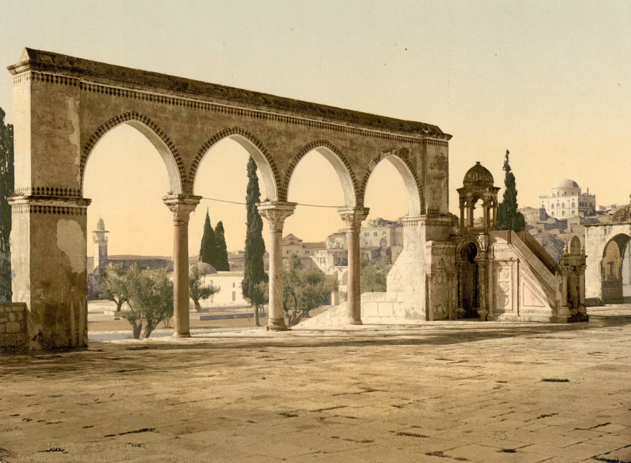 Púlpito del cadí Borhan-ed-din, Jerusalén, Tierra Santa, c.1890-1900 (impresión fotocroma) de Detroit Publishing Co.