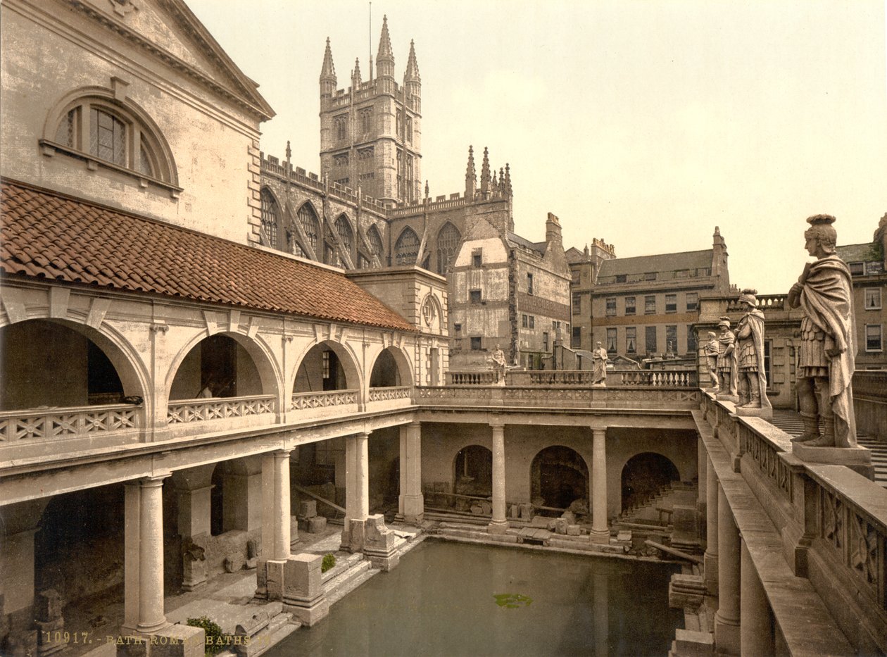 Roman Baths and Abbey, Bath, c.1890-1900 (impresión fotocroma) de Detroit Publishing Co.