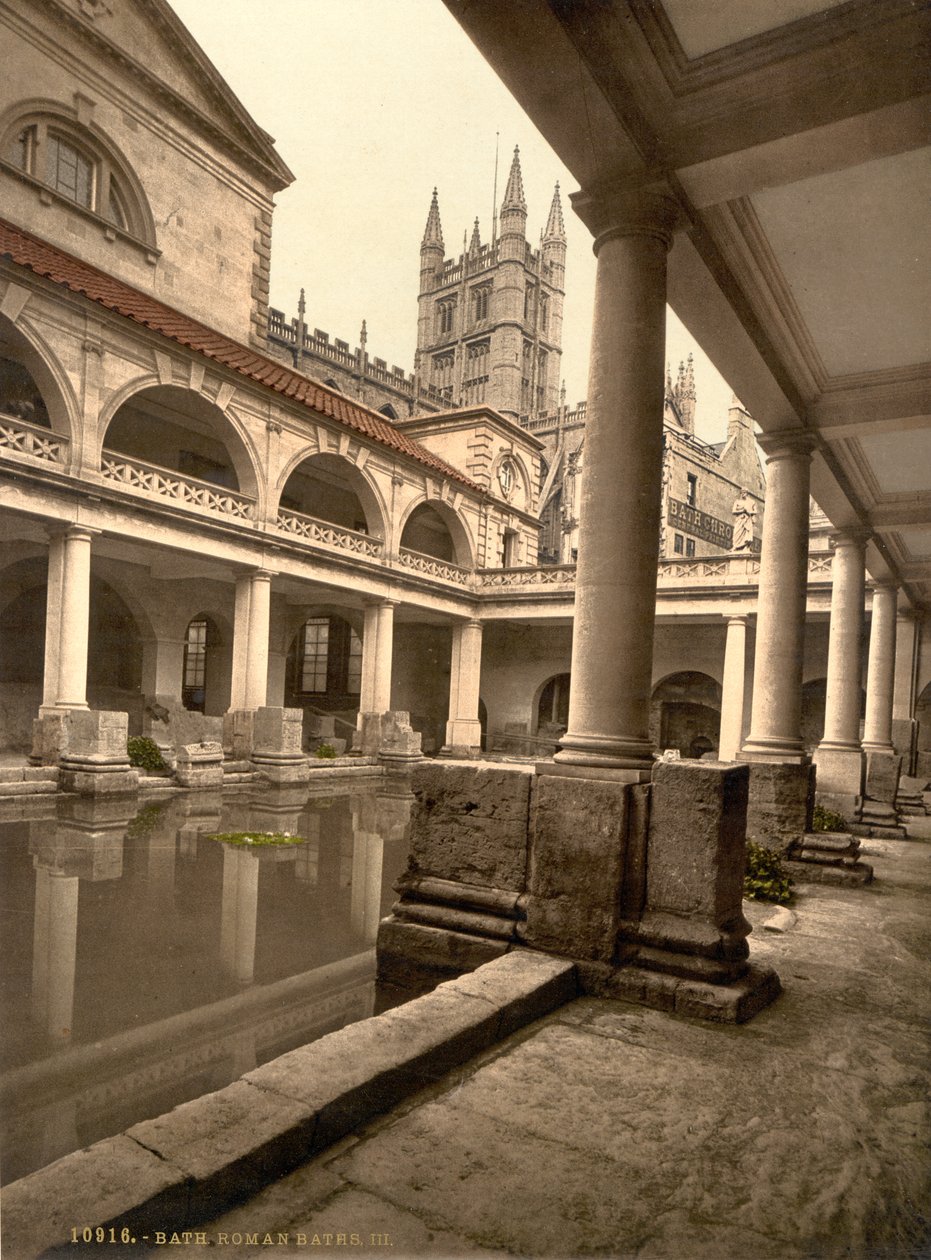 Roman Baths and Abbey, Bath, c.1890-1900 (impresión fotocroma) de Detroit Publishing Co.