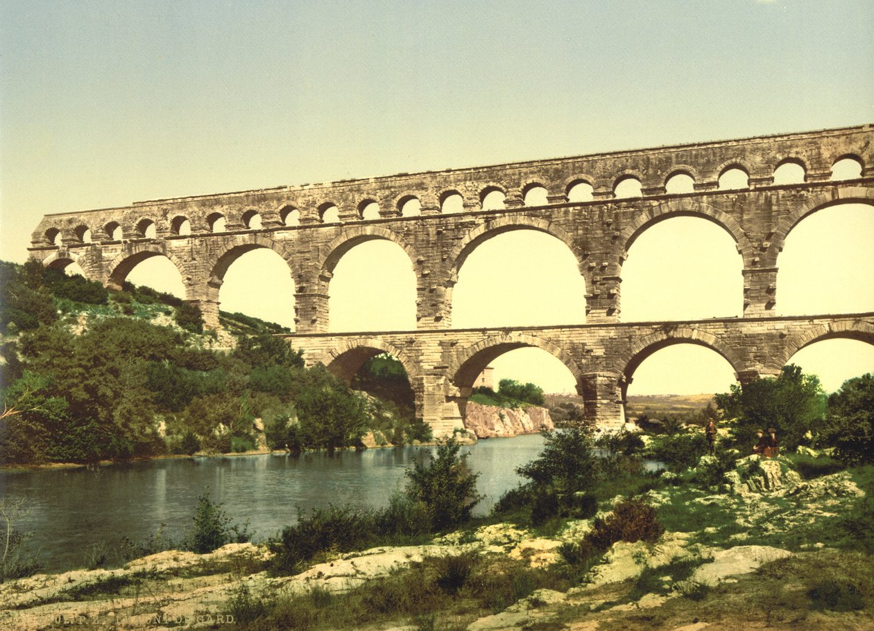 Puente Romano sobre el Gard, construido por Agrippa, Nîmes, Francia de Detroit Publishing Co.