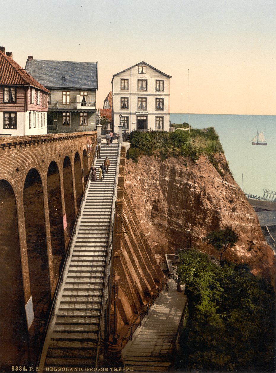 La Gran Escalera, Helgoland, Alemania, Fotocromo, c.1900 de Detroit Publishing Co.