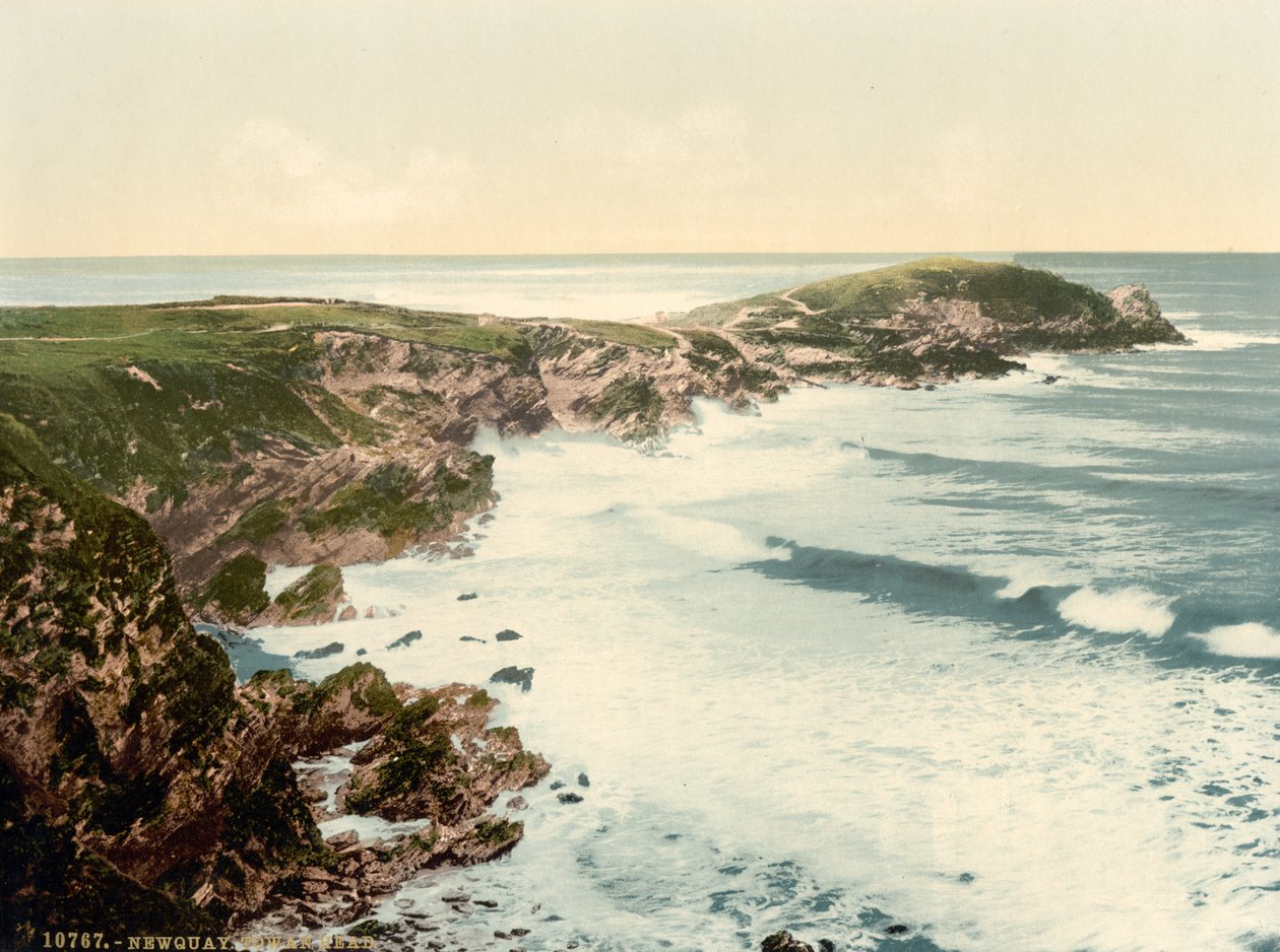 Towan Head, Newquay, Cornualles, Inglaterra, impresión fotochrome, c.1900 de Detroit Publishing Co.