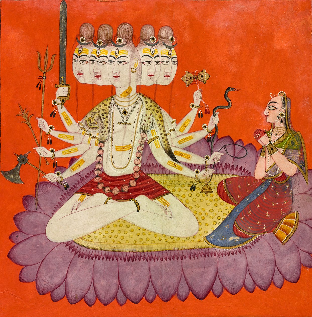 Sadashiva adorado por Parvati, ca. 1690 de Devidasa