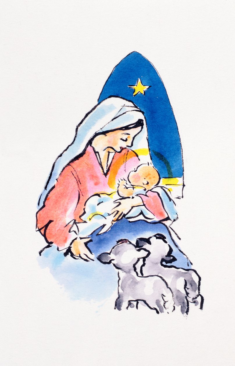 Madonna y Niño con Corderos, 1996 de Diane Matthes