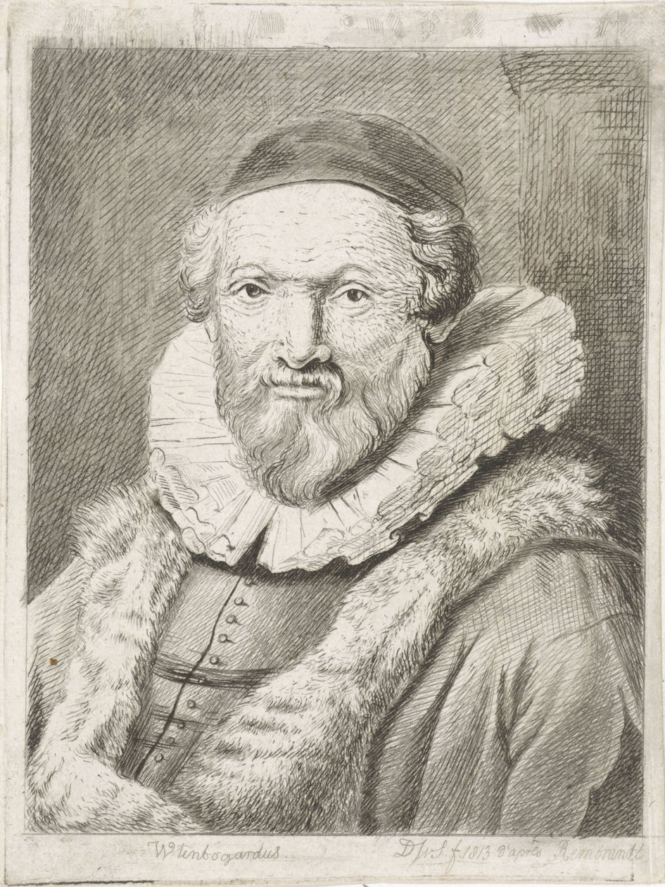Retrato de Johannes Wtenbogaert Wtenbogardus (título sobre el objeto) de Diederik Jan Singendonck