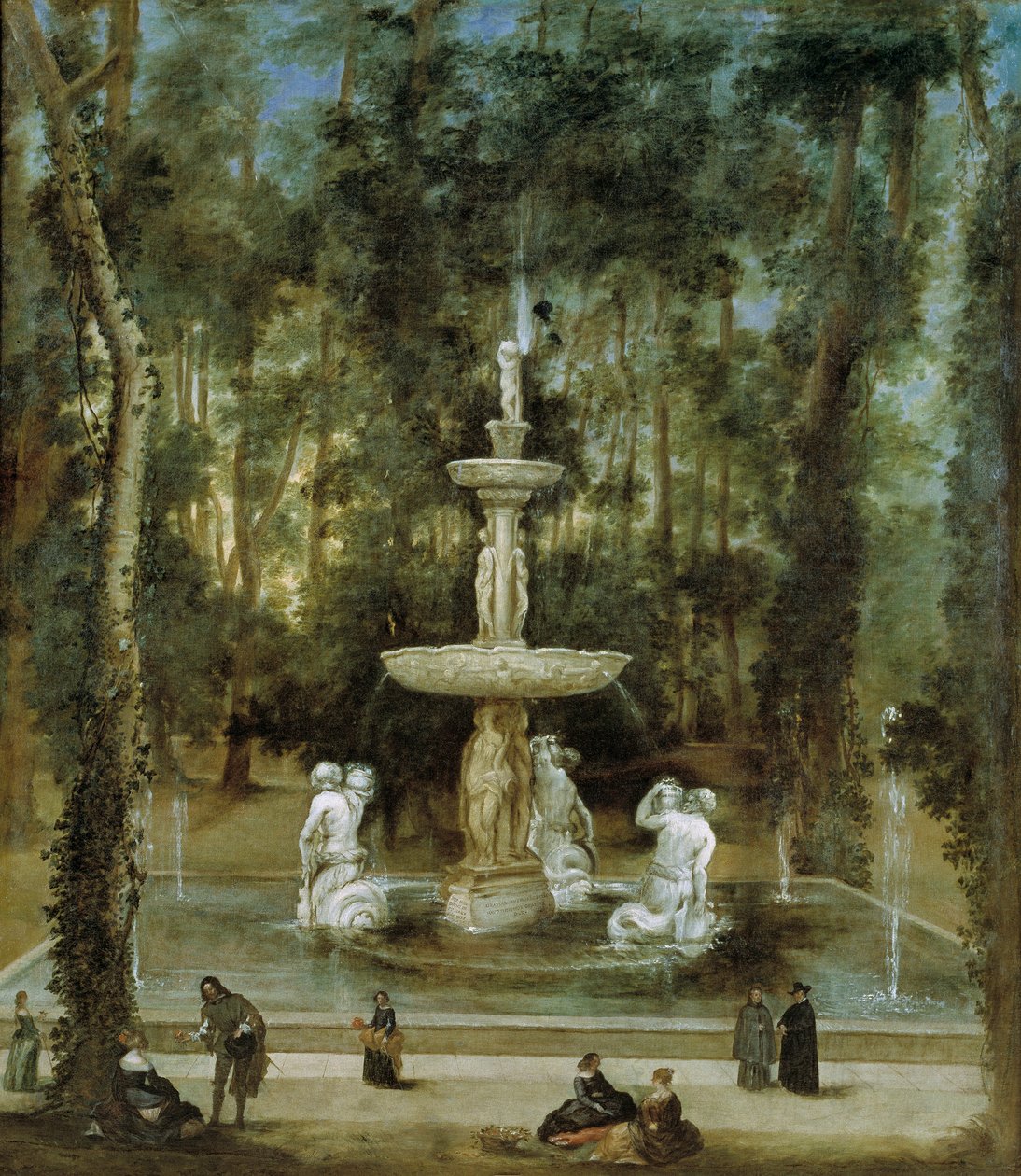 La fuente de los Tritones en el jardín de la isla en Aranjuez de Diego Velázquez