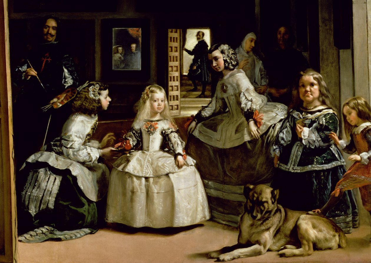 Las Meninas, detalle de la mitad inferior que representa a la familia de Felipe IV (1605-65) de España, 1656 (detalle) de Diego Velázquez