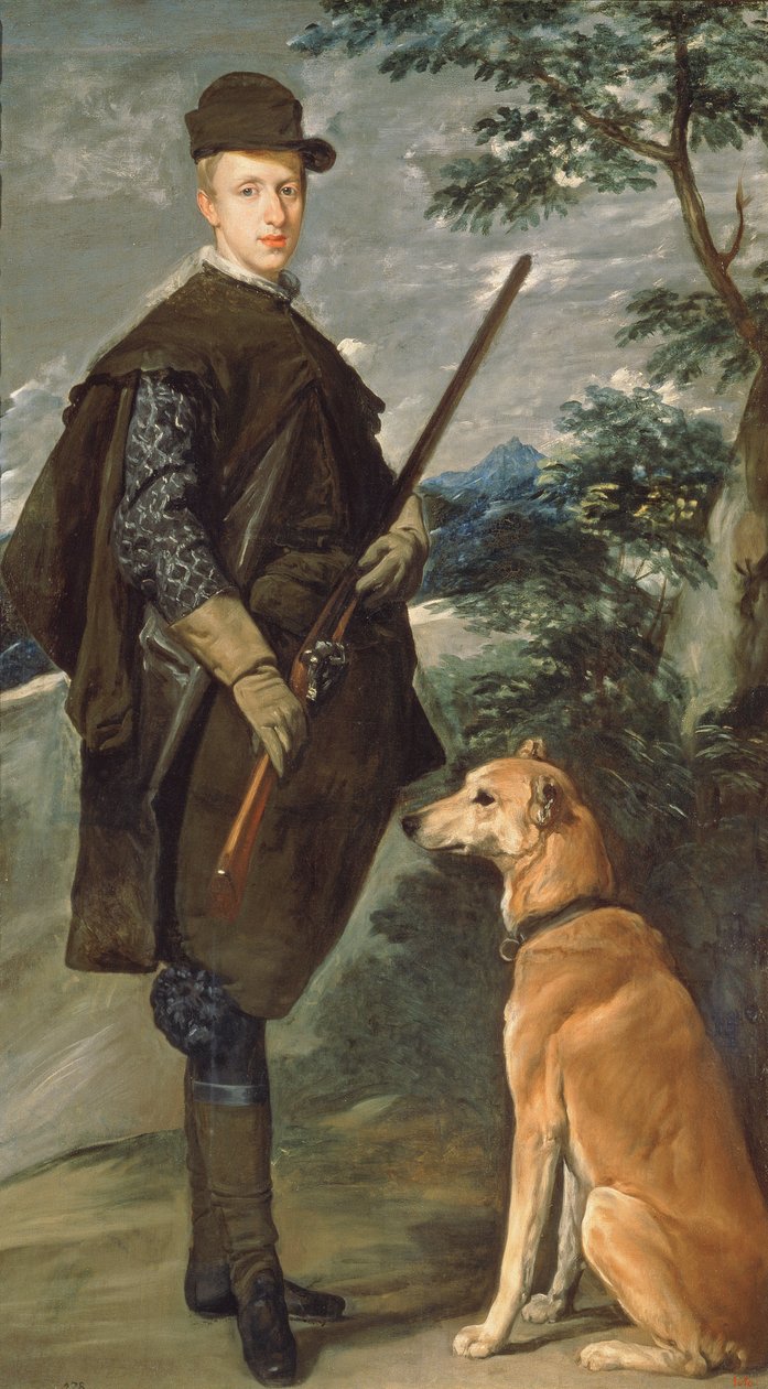 Retrato del Cardenal Infante Fernando (1609-41) de Austria con arma y perro, 1632 de Diego Velázquez
