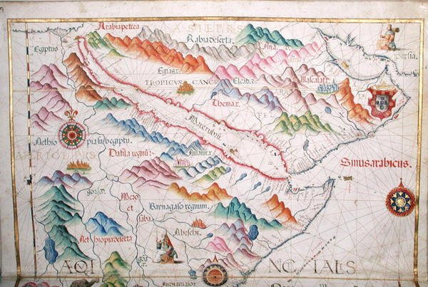 Egipto y Arabia Saudita, detalle de un atlas mundial, 1565 de Diego Homem