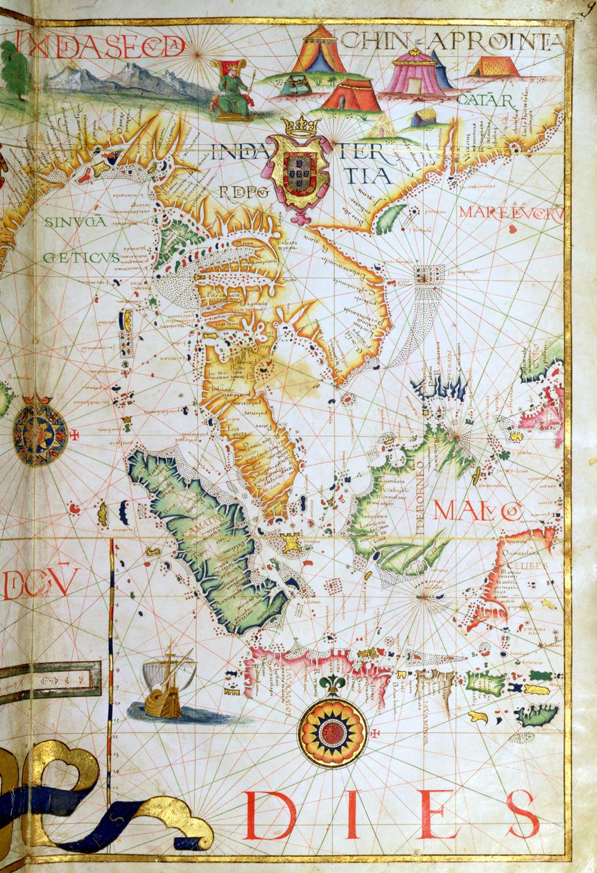 Sudeste asiático continental, detalle de un atlas mundial, 1565 de Diego Homem